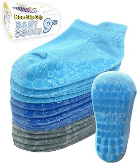Simply Kids Toddler Socks with Grippers (9 Pair) for 0 Months - 7 Years Old I Ankle Baby Socks Chaussette Enfant