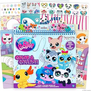 Fashion Angels Littlest Pet Shop Color & Collage Portfolio, Kids Ages 6+ | Includes 15 Coloring Posters & 450+ Stickers on 4 Sticker Sheets for Creative Fun, Arts & Crafts Activity for Boys & Girls