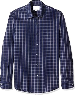 Amazon Essentials Men's Casual Long Sleeve Straight Fit Poplin Shirt
