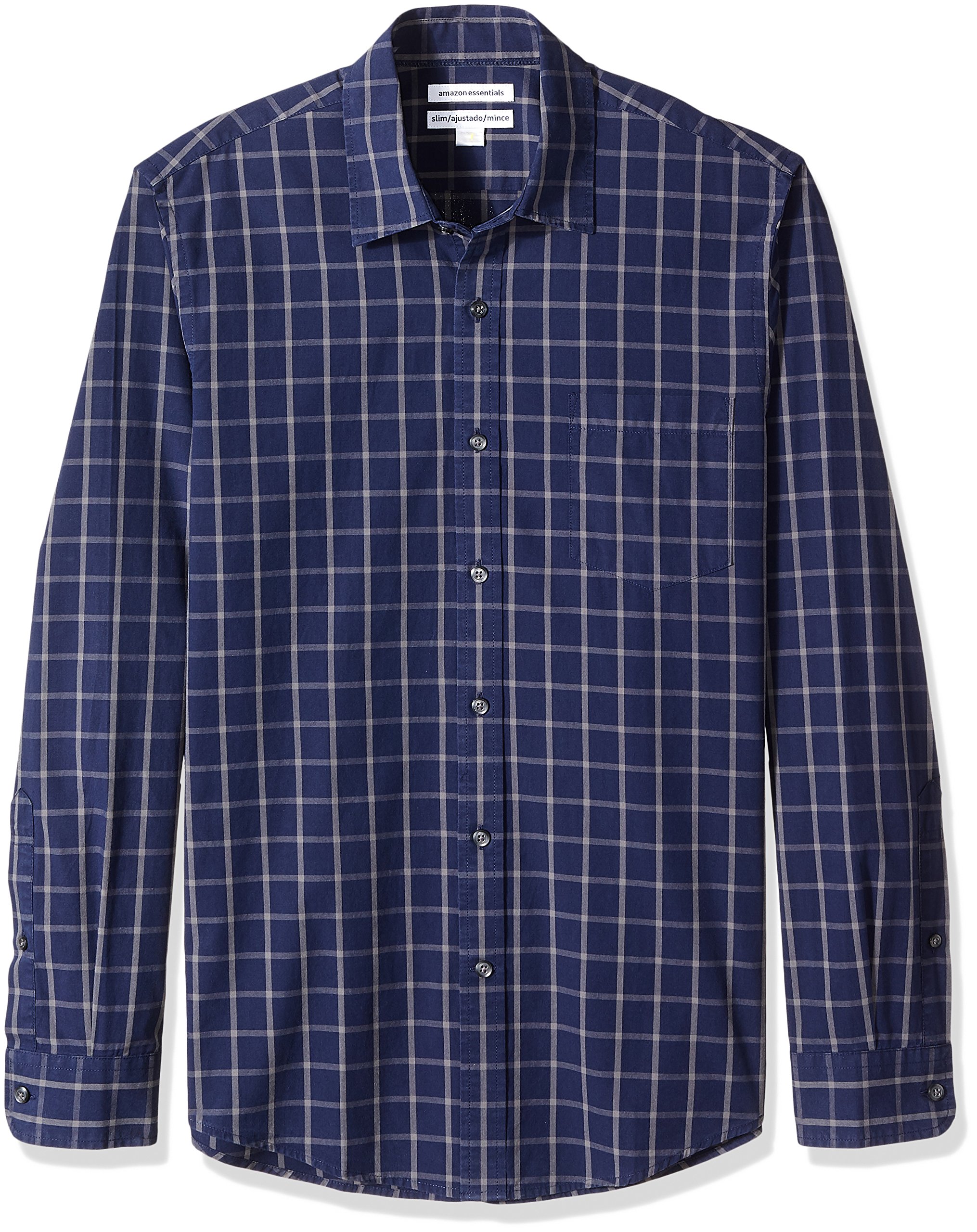 Amazon Essentials Men's Casual Long Sleeve Straight Fit Poplin Shirt