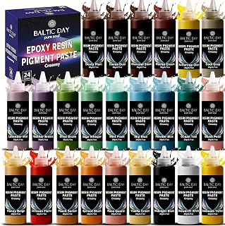 24 Colors Epoxy Resin Pigment Paste Set – High Concentration Creamy Opaque Epoxy Dye &amp; Coloring Paste Kit for Resin Art, Jewelry Making, Tumblers, River Tables, Coasters – Mica Powder Alternative