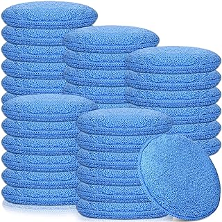 Tanlade 50 Pcs Microfiber Wax Applicator Pads 5 Inch, Blue