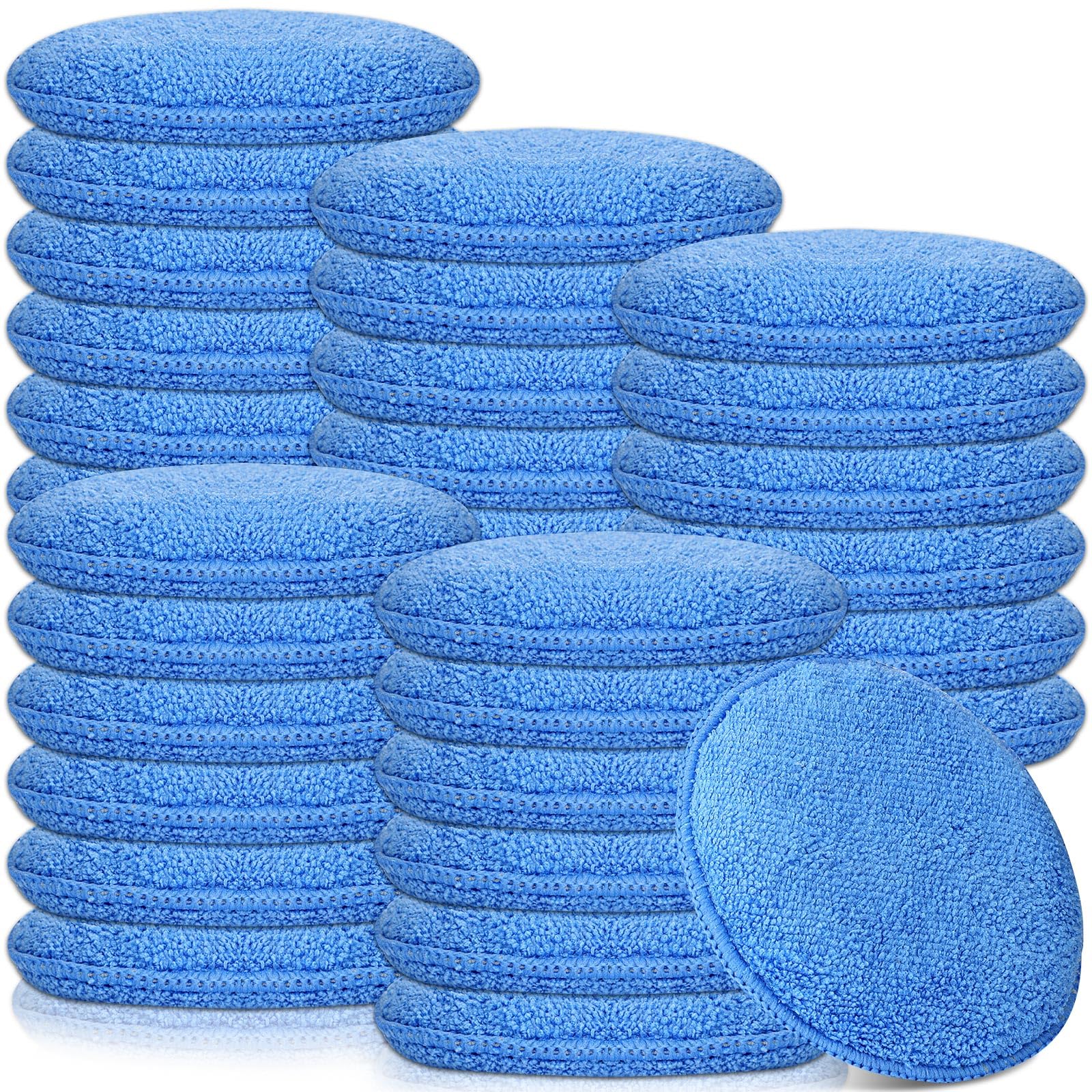 Tanlade 50 Pcs Microfiber Wax Applicator Pads 5 Inch, Blue