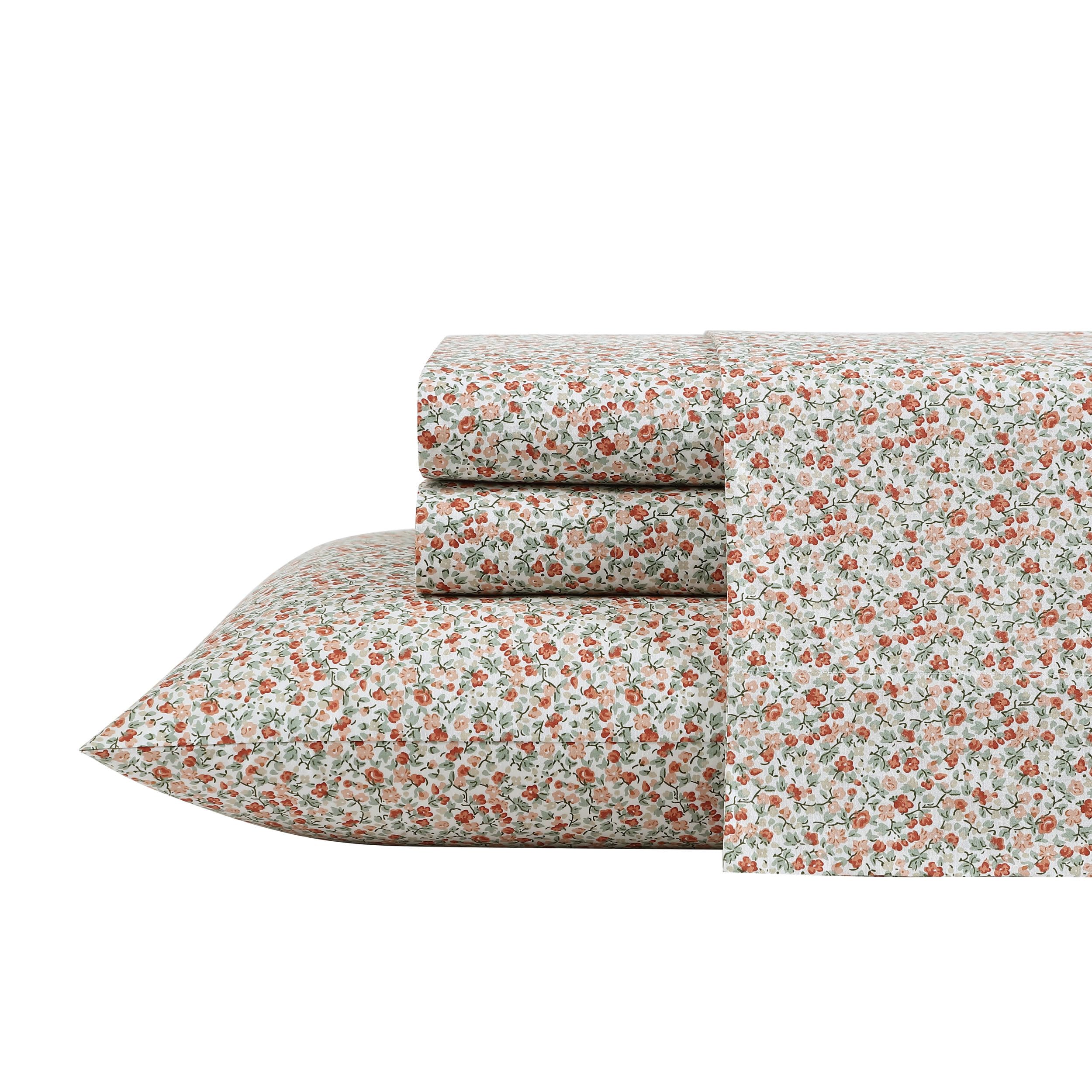 Laura Ashley - King Sheets, Cotton Percale Sheet Set, Home Decor Graceful and Co