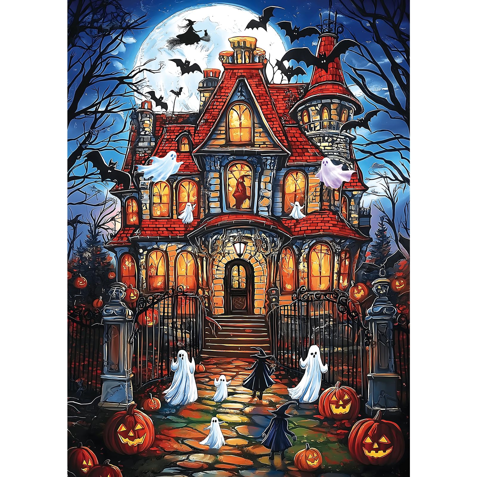 Pixmend 1000 Pieces Halloween House Puzzle for Adults, Ghost Theme Puzzles | Hor