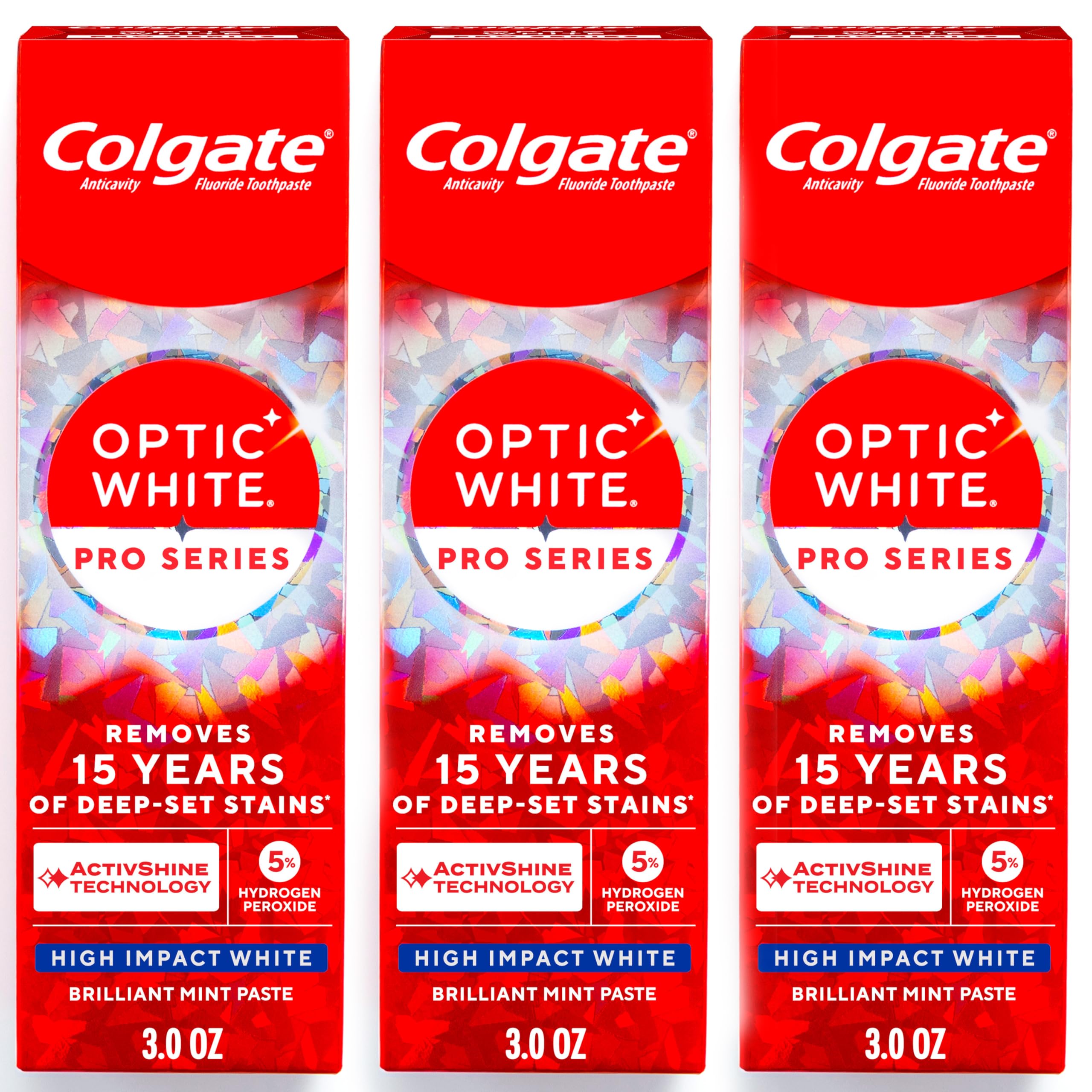 Colgate Optic White Pro Series High Impact White Toothpaste, 3 Pack, 3.0 oz | Te