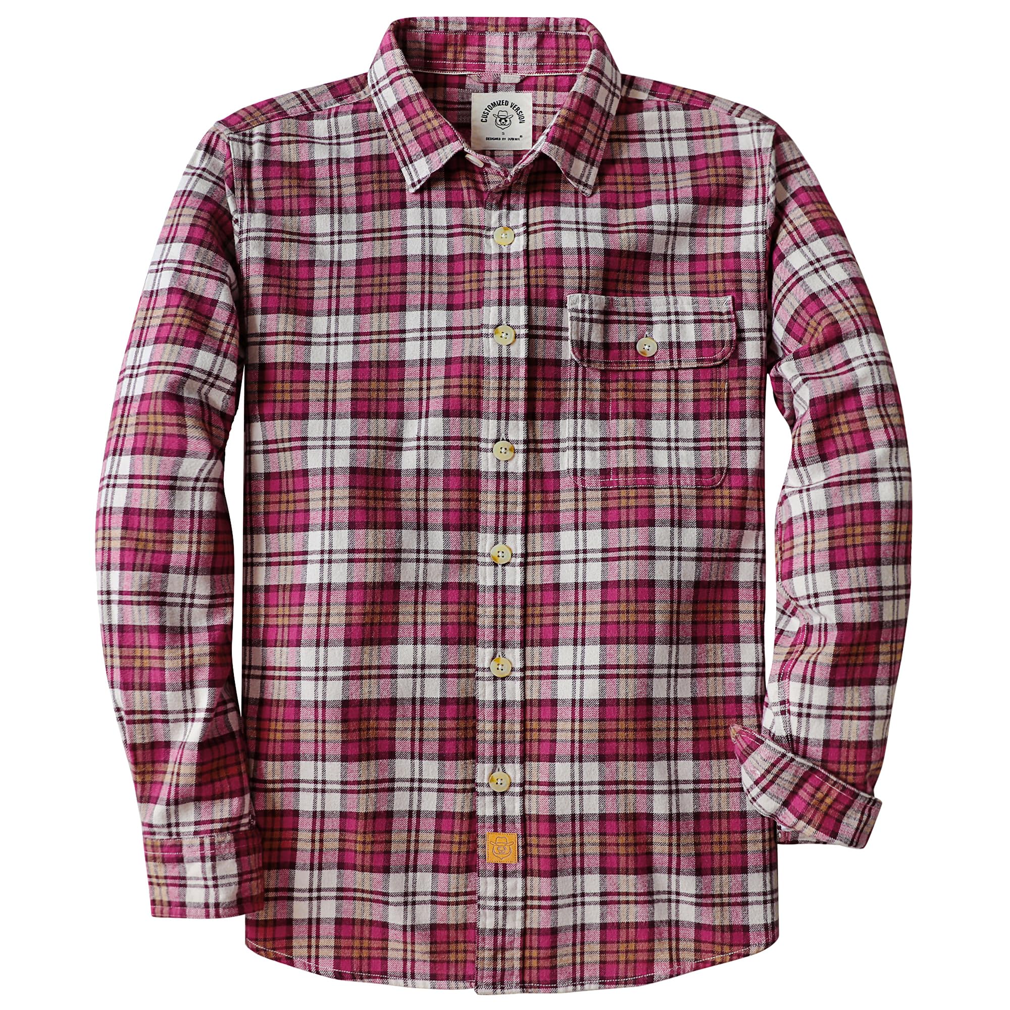 Dubinik® 6 oz Flannel Shirt for Men Long Sleeve Button Down Cotton Plaid