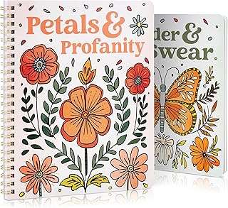 Beautiful Coloring Book Set of 2 for Adult Relaxation with Floral Designs | Funny Coloring Books with a Lot of Laughs - The Perfect Stress Relieving Gift for Women and Friends