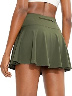 SANTINY, Women's 4 Pocket Pleated Tennis Skirt with Shorts High Waist