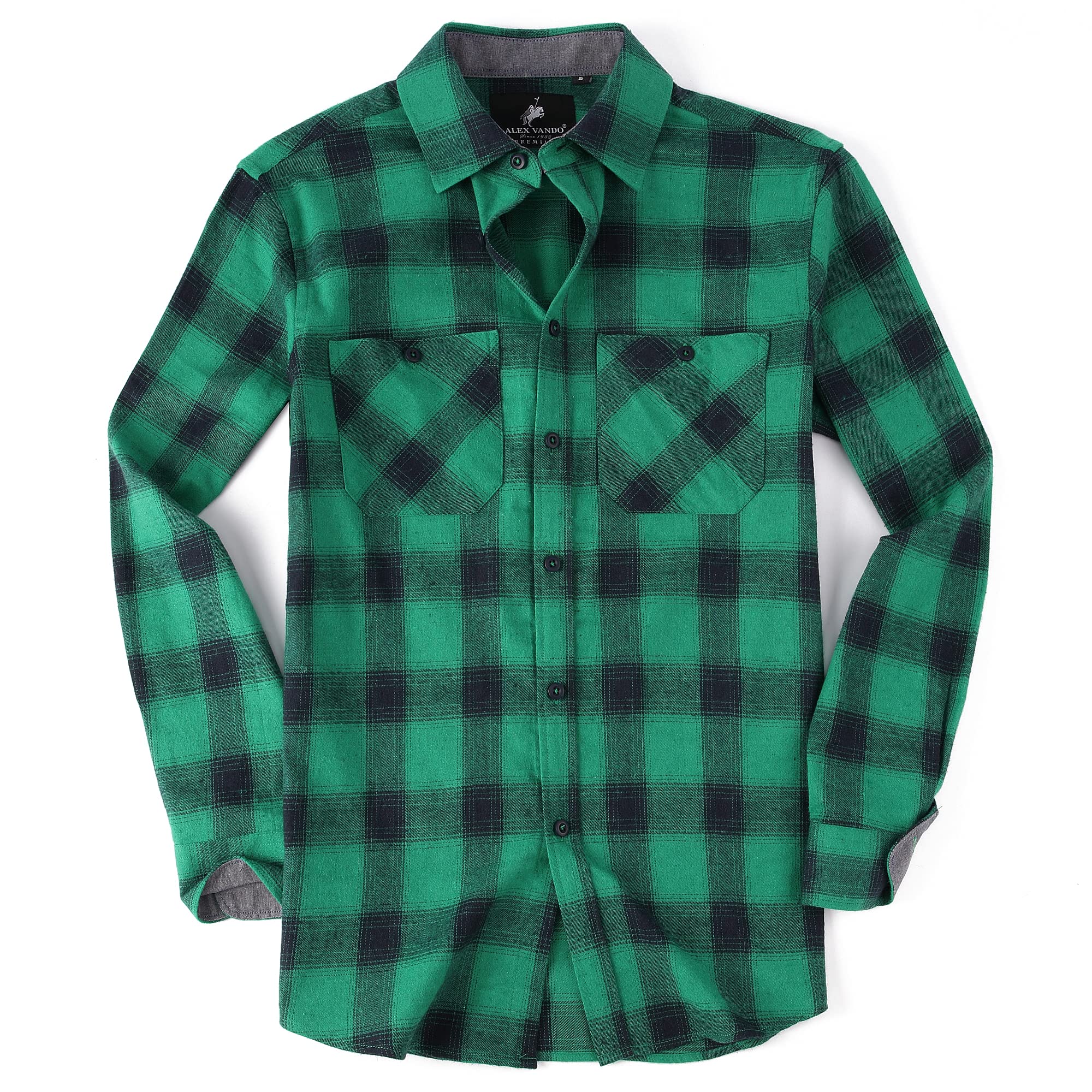 Alex Vando Mens Button Down Shirts Regular Fit Long Sleeve Casual Plaid Flannel 