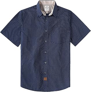 Dubinik® Mens Short Sleeve Button Down Shirts 100% Cotton Plaid Men's Casual Button-Down Shirts with Pocket