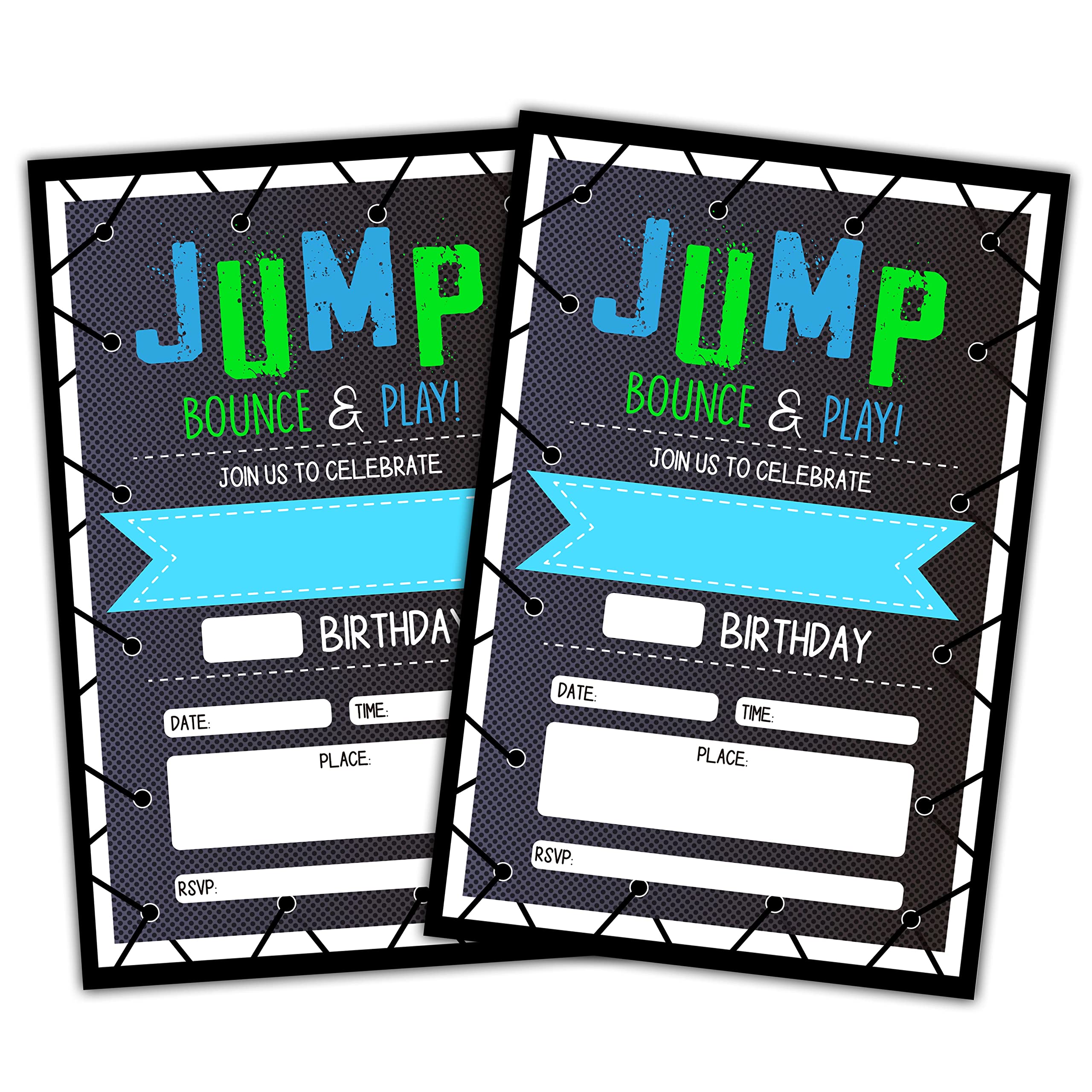 CLIRBE Trampoline Jump Birthday Party Invitations, Bounce House Birthday Invitat