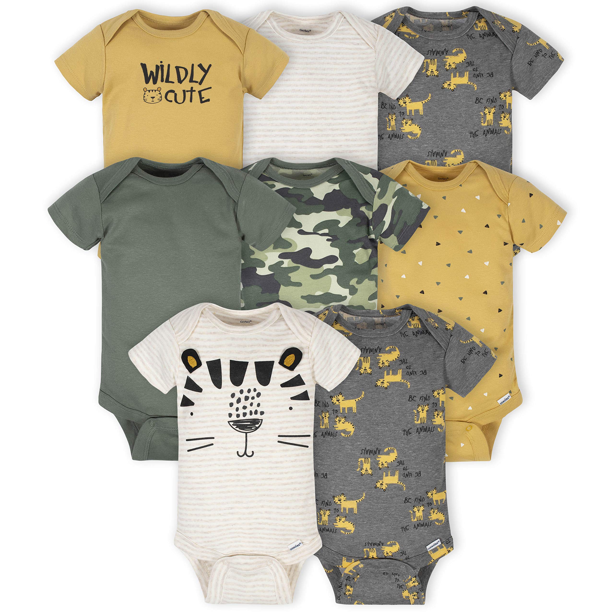 Gerber Baby Boys 8-Pack Short Sleeve Onesies Bodysuits