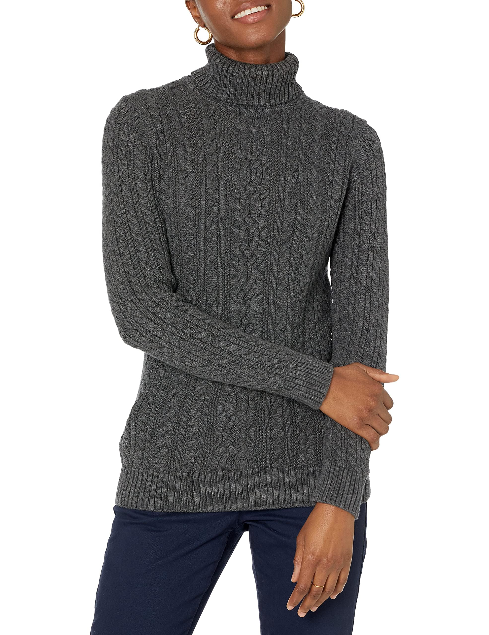 Amazon Essentials Women's Lightweight Cable Knit Turtleneck Jumper, Available in