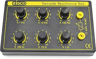Eisco 6 Decade Resistance Box, Variable Resistance Box, 20 x 12.5 x 2.5 cm | ±1% Tolerance, 1W Rating, Manual Knobs, Resistance Decade Box, Variable Decade Box, Wide-Range Bench Testing & Circuit Work