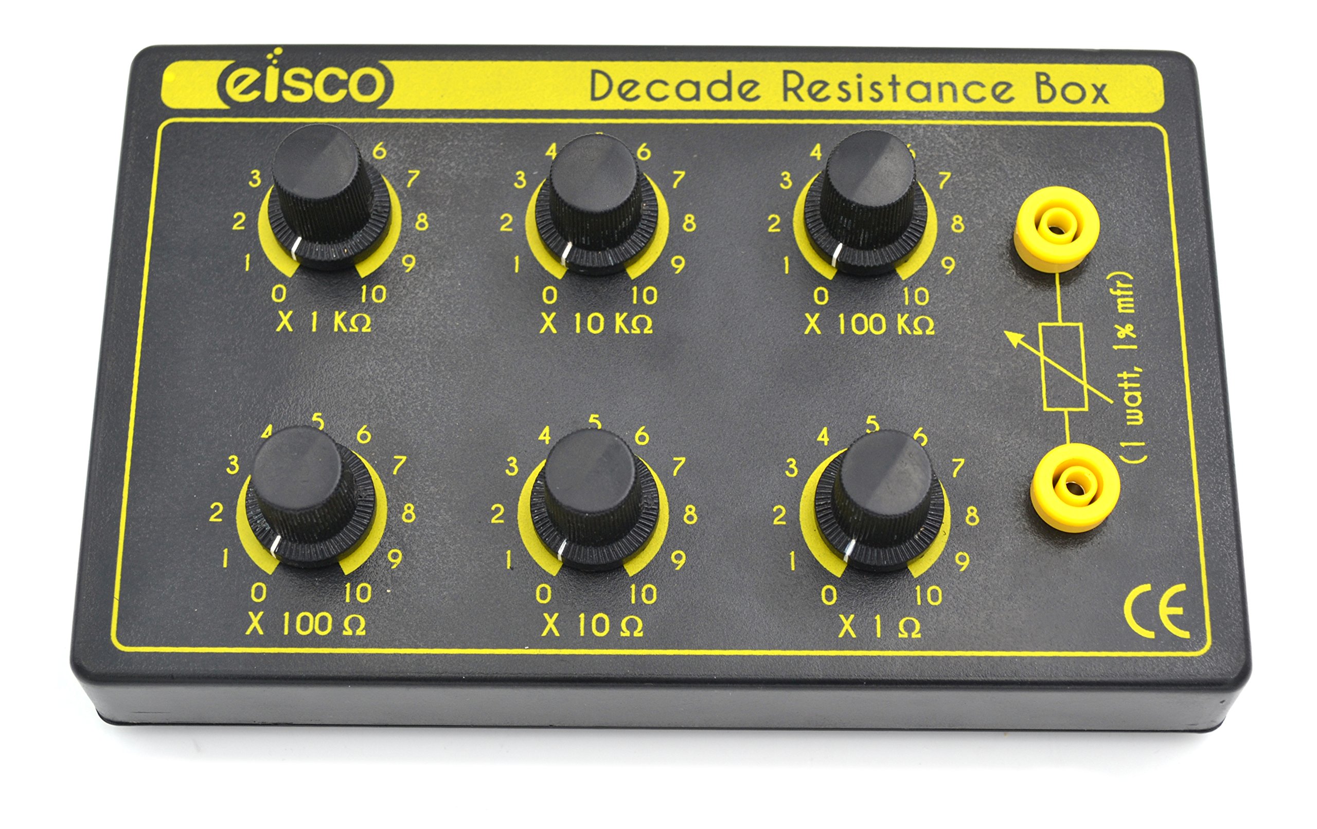 Eisco 6 Decade Resistance Box, Variable Resistance Box, 20 x 12.5 x 2.5 cm | ±1%