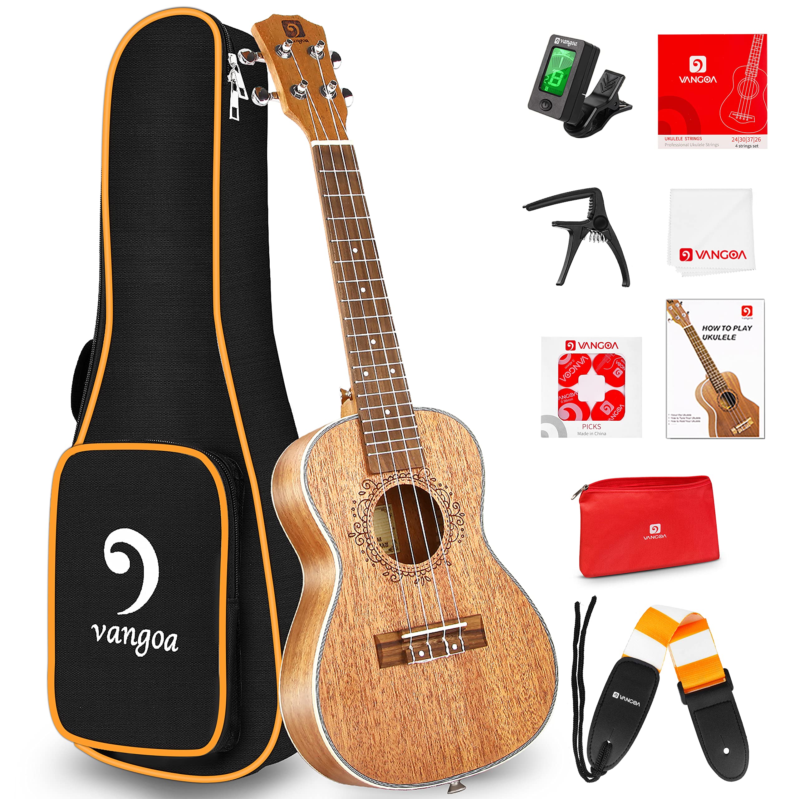 Vangoa Tenor Ukulele 26 Inches Solid Mahogany Acoustic Ukelele for Professional 