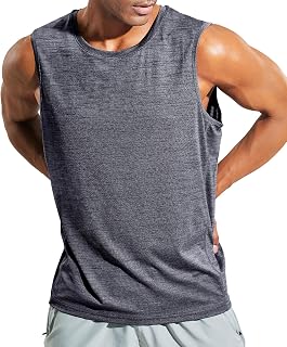 MIER Mens Sleeveless Tank Top Dry Fit Training Muscle Tee Shirt for Running, Athletics, Gym, Sports Training, Breathable