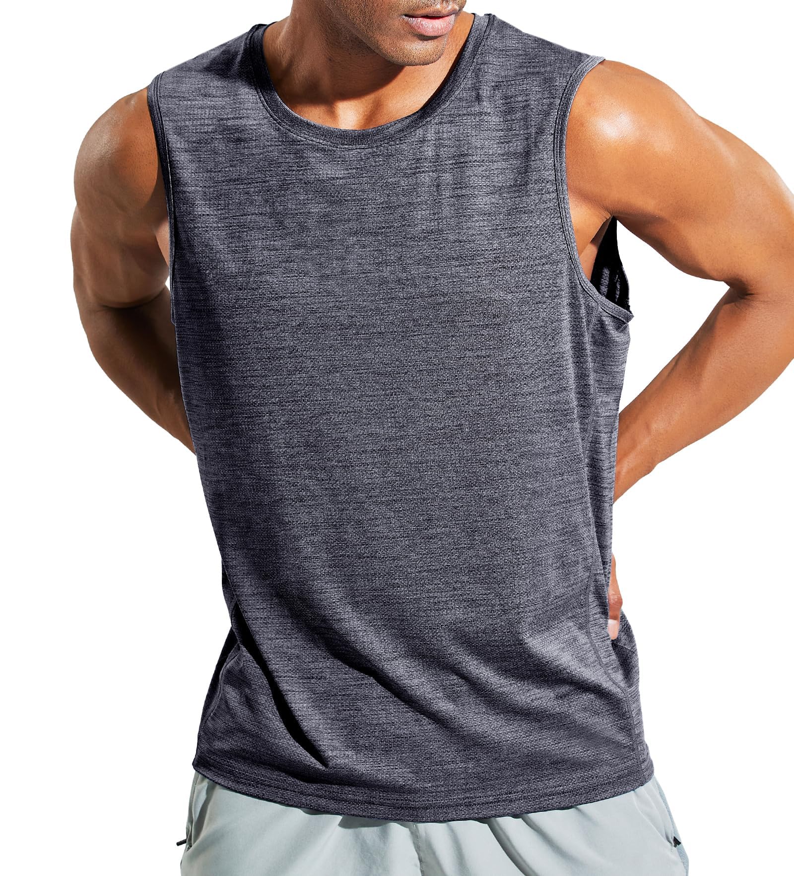 MIER Mens Sleeveless Tank Top Dry Fit Training Muscle Tee Shirt for Running, Ath