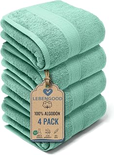 LEBENGOOD Large Bath Towels 90 x 170 cm Pack of 4 Cotton Shower Spa Hotel Gym