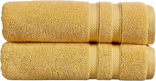 Christy Chroma Yellow Bath Towels | Set of 2 | Highly Absorbent Heavyweight 675GSM | Bold and Bright | Soft Velvety Smooth Bathroom Shower Towels | 100% Cotton | Sustainably Made | Ochre