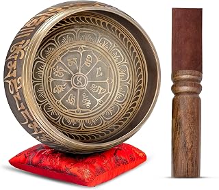 Himalayan Bazaar Premium Tibetan Singing Bowl Set | Handmade in Nepal, Sound & Meditation Bowl, Spiritual Decor, For Yoga, Wellness Spaces & Relaxation