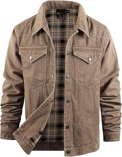 Mr.Stream Mens Western Cowboy Denim Lined Flannel Work Jacket
