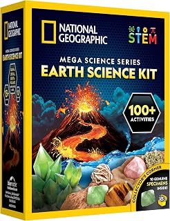 National Geographic Earth Science Kit with 100+ Activities for Kids 8-12 | Crystal Growing, Volcano Experiments, Rock Collection, Earth Science Activities, STEM Projects, Birthday Gift