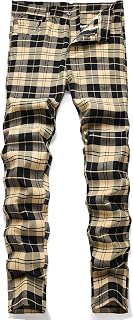 NOVOCCT Plaid Panst Men's Stretch Slim Casual Work Trousers Chino Trousers