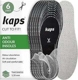 Charcoal Insoles for Men & Women, Anti-Odour Cut to Size, 6 Pairs - Kaps