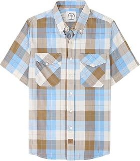Dubinik® Viscose Made from Bamboo Mens Short Sleeve Button Down Shirt Two Pockets Soft Vintage Regular Fit Mens Casual Shirts