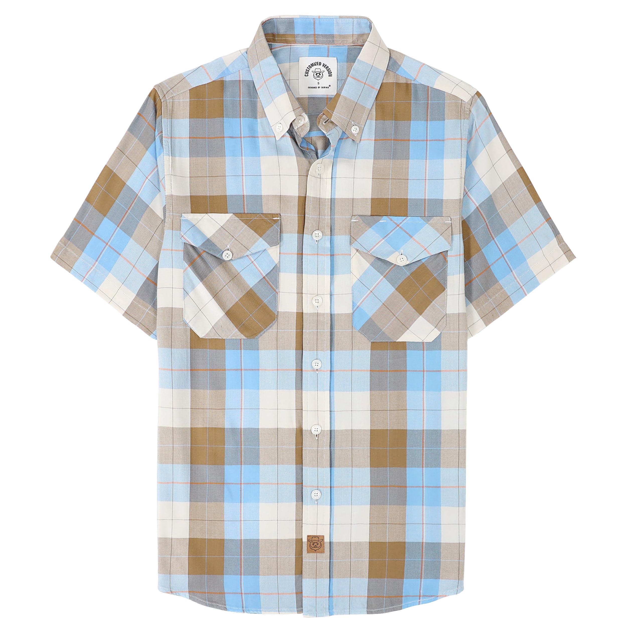 Dubinik® Viscose Made from Bamboo Mens Short Sleeve Button Down Shirt Two Pocket