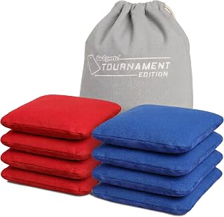 GoSports Dual Sided Cornhole Bean Bags - Slide and Stop Regulation Tournament Bean Bags, Set of 8 - Red and Blue