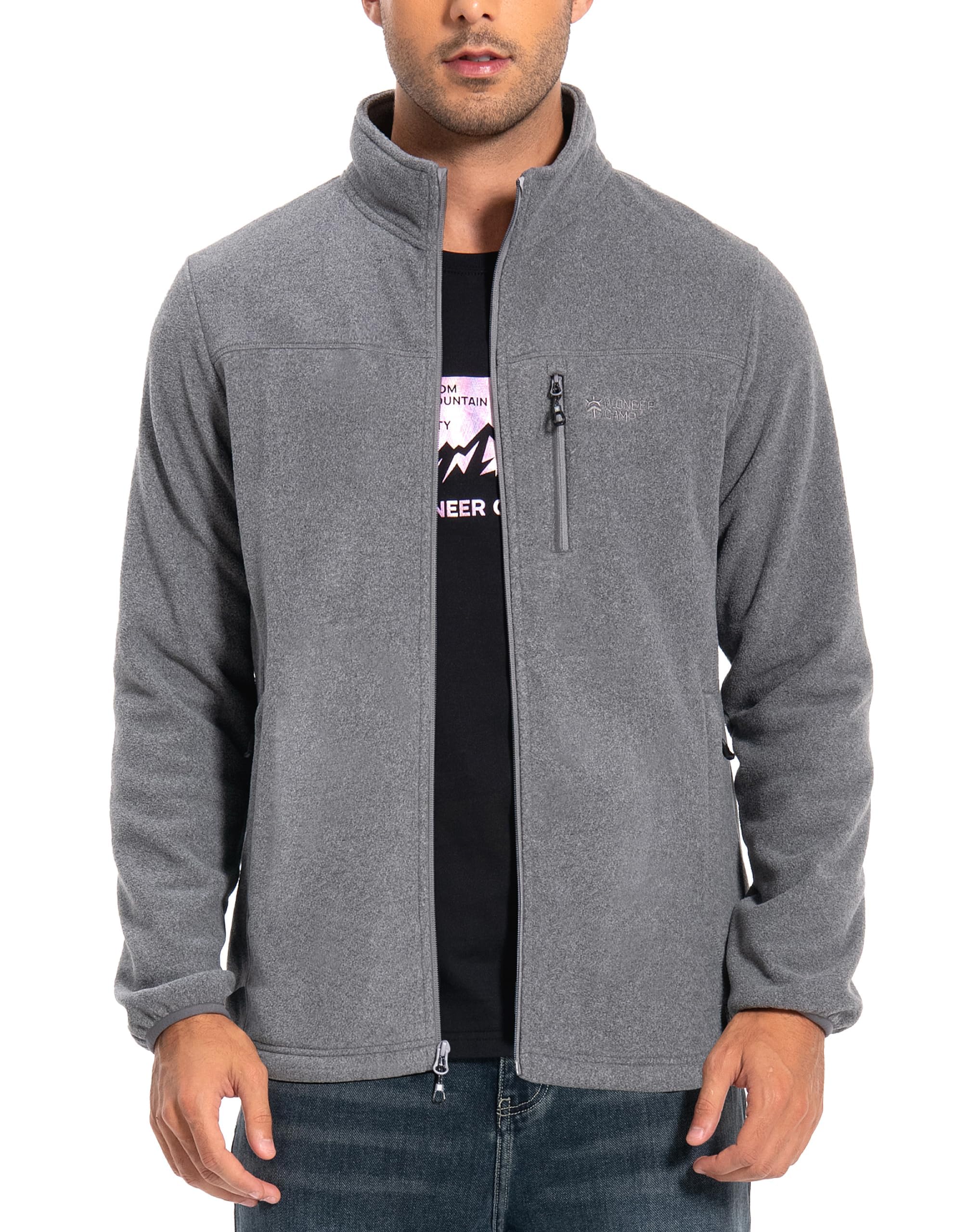 Pioneer Camp Mens Fleece Jacket Full Zip Lightweight Windproof Zip Up Jacket