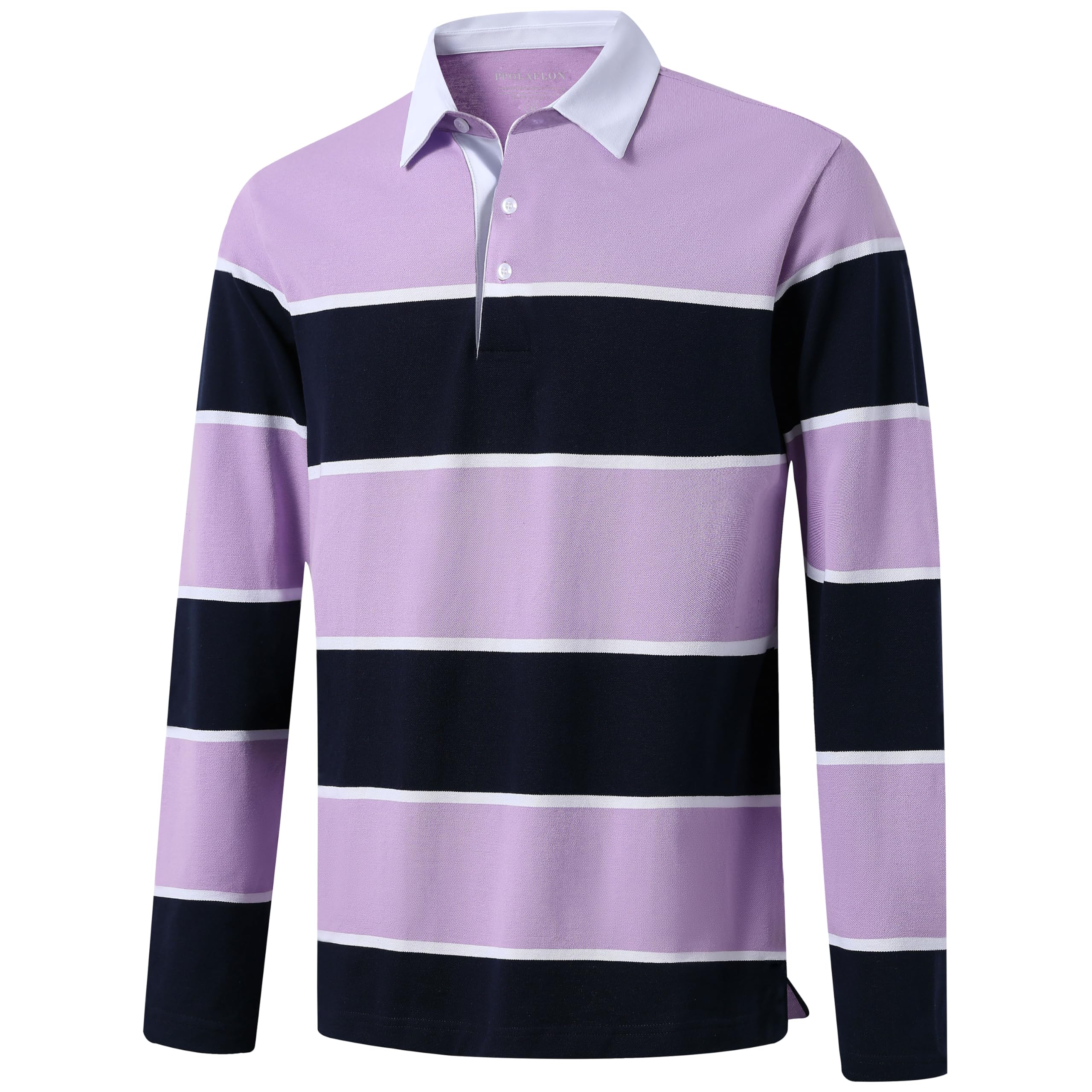 Men's Polo Shirts Long Sleeve Striped Dry Fit Casual Collar Pique Golf Polo Shir