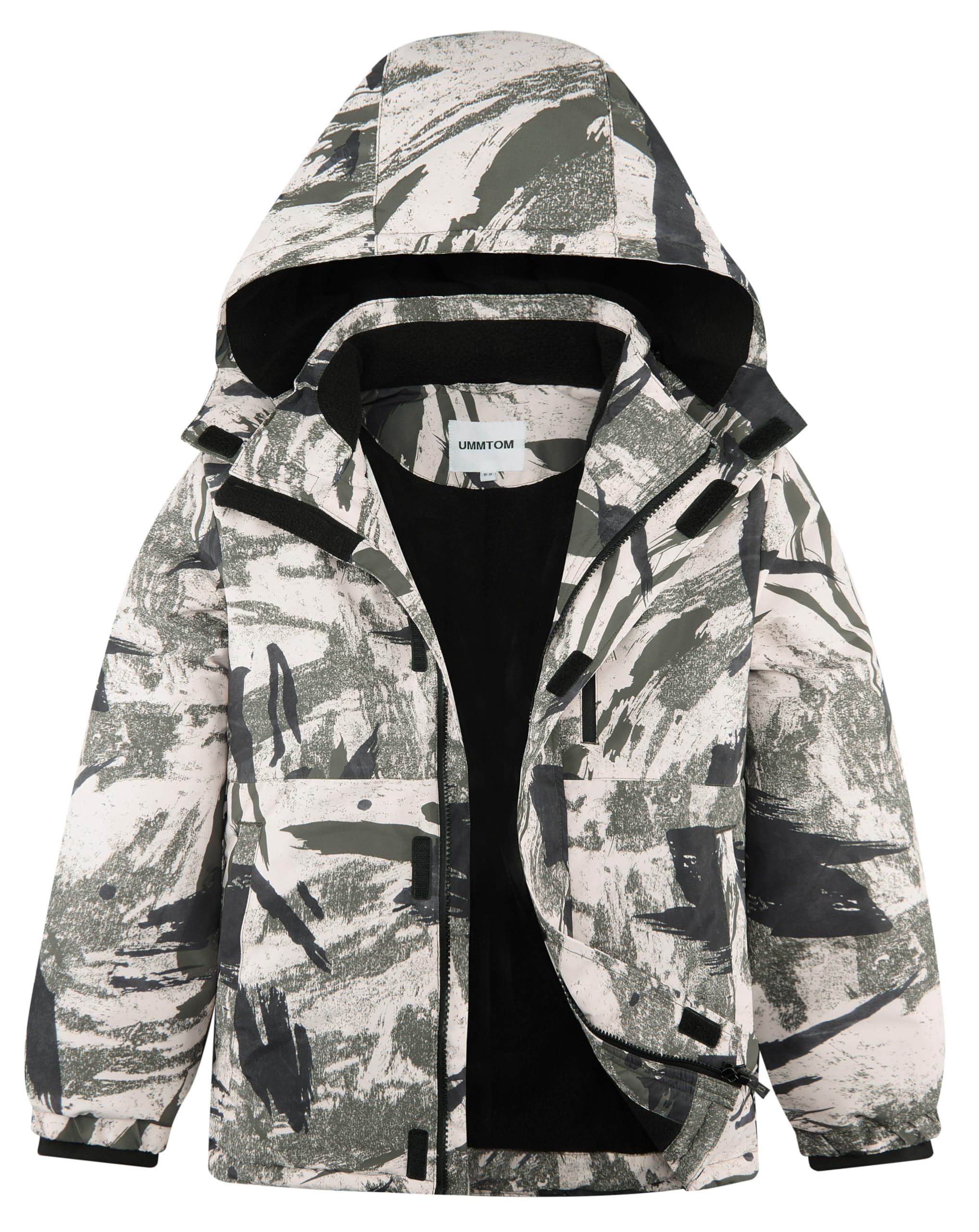 Boys Waterproof Ski Jacket Fleece Lined Warm Winter Jacket Hooded Winter Jacket 