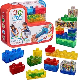 Jelly Blox Creative Kit | Includes 20 Blocks | Toddler & Preschool | Building Blocks Kids Can Squeeze, Stretch, Squish | MESH ACCREDITED | Safety Tested & Ouch-Free | Sensory Play Toy Ages 2+