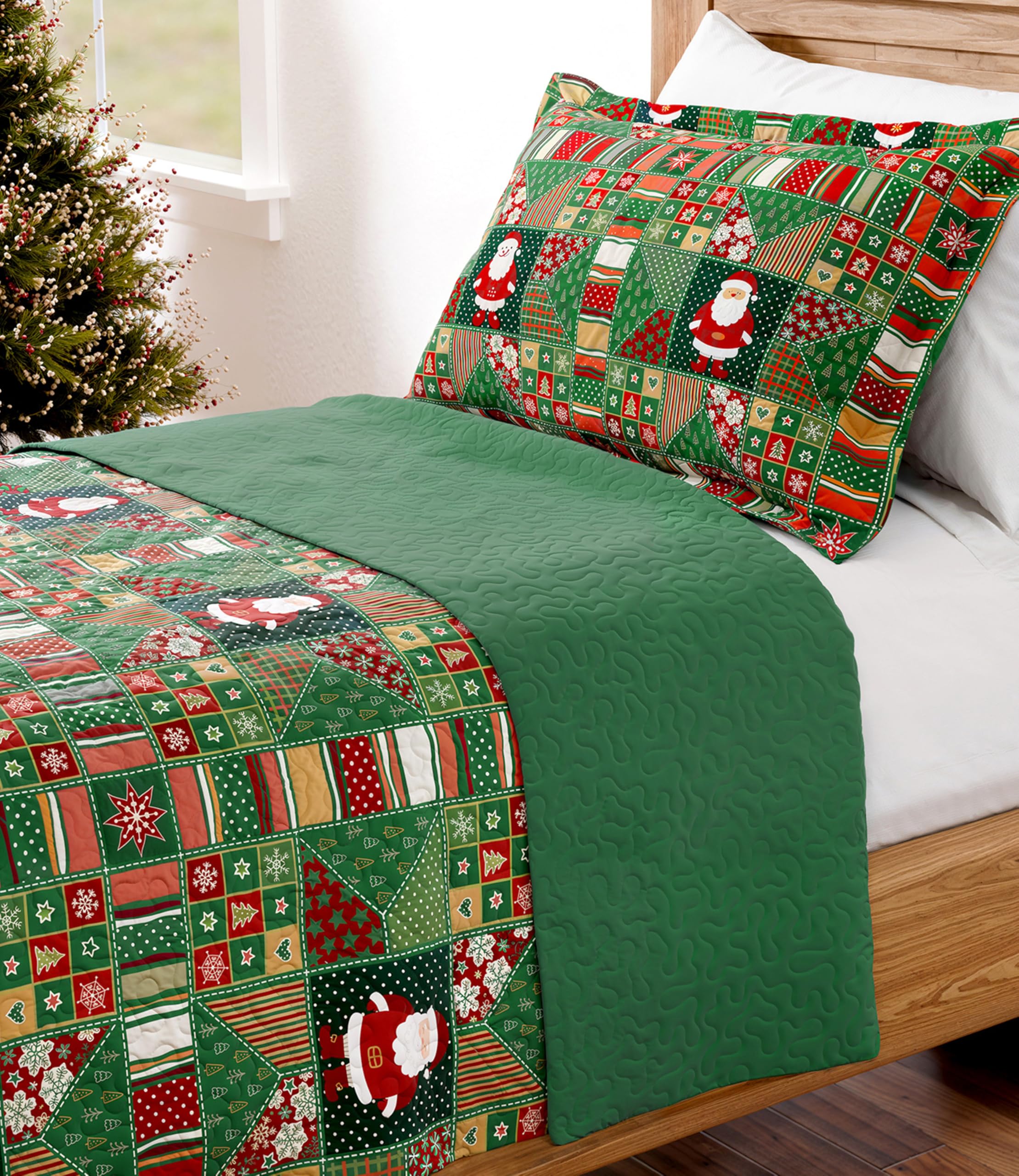 Quilt Set Twin/Twin XL Size - Christmas Quilts - 2 Piece Lightweight Comforter S