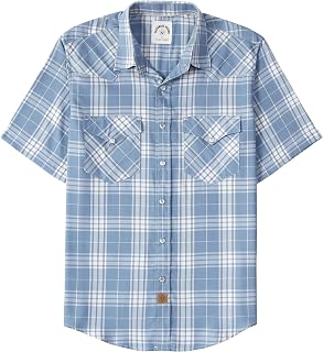 Dubinik® Bamboo Fibre Short Sleeve Shirt Men's Casual Shirts For Men Poppers Cowboy Vintage Western Comfort Checked Shirt