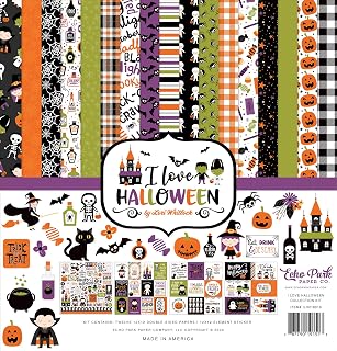 Echo Park Love Halloween Collection Kit, 12x12 Double Sided Paper | Themed Cardstock Craft Supplies for Scrapbook Projects, DIY Card Making, Party Decor, Journaling &amp; Classroom Crafts