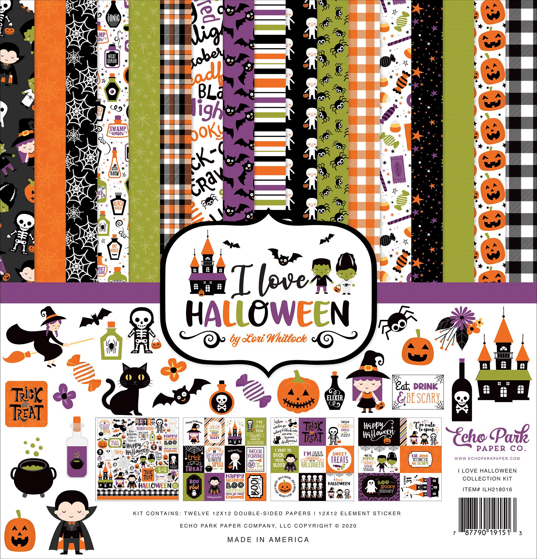 Echo Park Love Halloween Collection Kit, 12x12 Double Sided Paper | Themed Cards