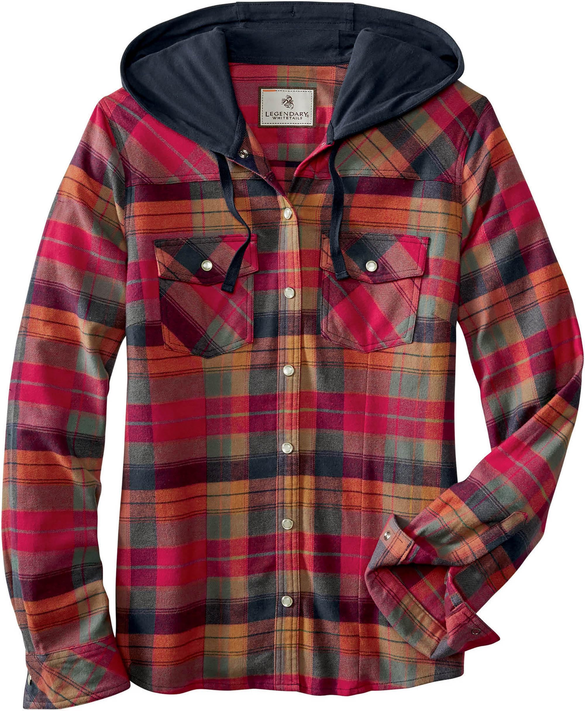 Legendary Whitetails Lumber Jane Hooded Flannel Shirt with Buttons for Women