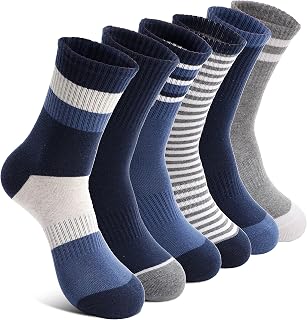 Welwoos Children's Boys' Sports Socks Breathable Running Socks Compression Cotton Children's Socks 6 Pairs