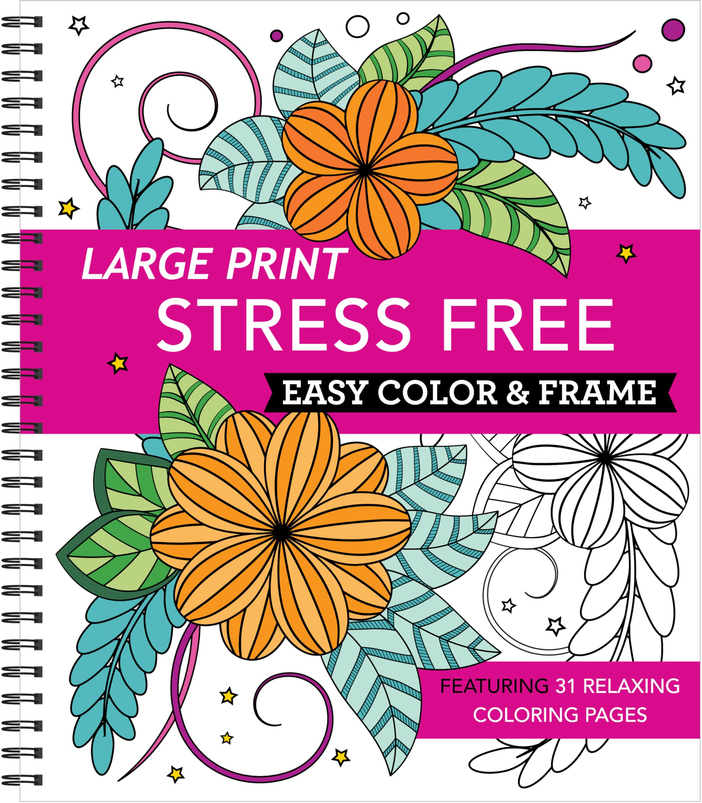 Large Print Easy Color & Frame - Stress Free: Adult Coloring Book with 31 Design