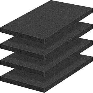 4 PCS Polyurethane Foam Sheets 16" L x 12" W x 1" T Packing Foam Inserts Cuttable Craft Foams Cushion Foams High Density Foam Pads for Case, Tool Box, Game Box, Camera, Jewelry, DIY Craft, Black