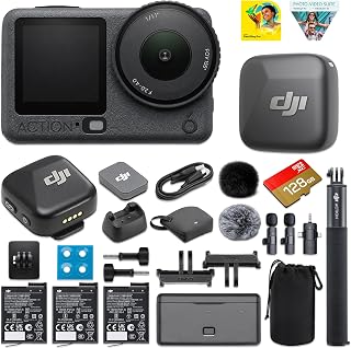 DJI Osmo Action 6 Adventure Combo with DJI Mic Mini Wireless Microphone & 2 Condenser Mics | 8K, 1/1.1" Sensor, Variable Aperture f/2.0-f/4.0, 3 Batteries, 20m Waterproof | 128GB Card + Corel Software