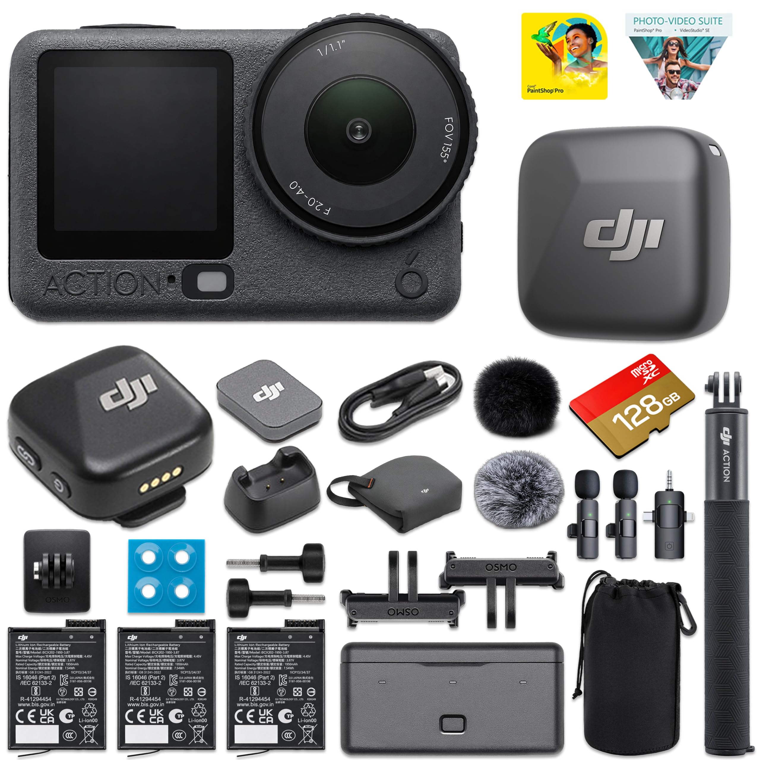 DJI Osmo Action 6 Adventure Combo with DJI Mic Mini Wireless Microphone & 2 Cond