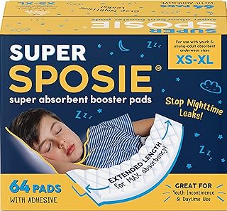 Super Sposie Max Absorbency Overnight Booster Pads, Size 5+, 64 Ct | Extra Protection Day &amp; Night, Hypoallergenic, Soft, &amp; Odor-Neutralizing Incontinence Liners