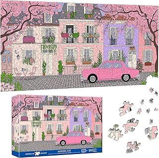 Special Shape Puzzles for Adults 1000 Pieces - Dreamlike Street Scenes Jigsaw Puzzle Challenging Impossible Puzzle, Unique Home Decor & Game(16x31Inch/30x80cm) for Puzzle Lovers