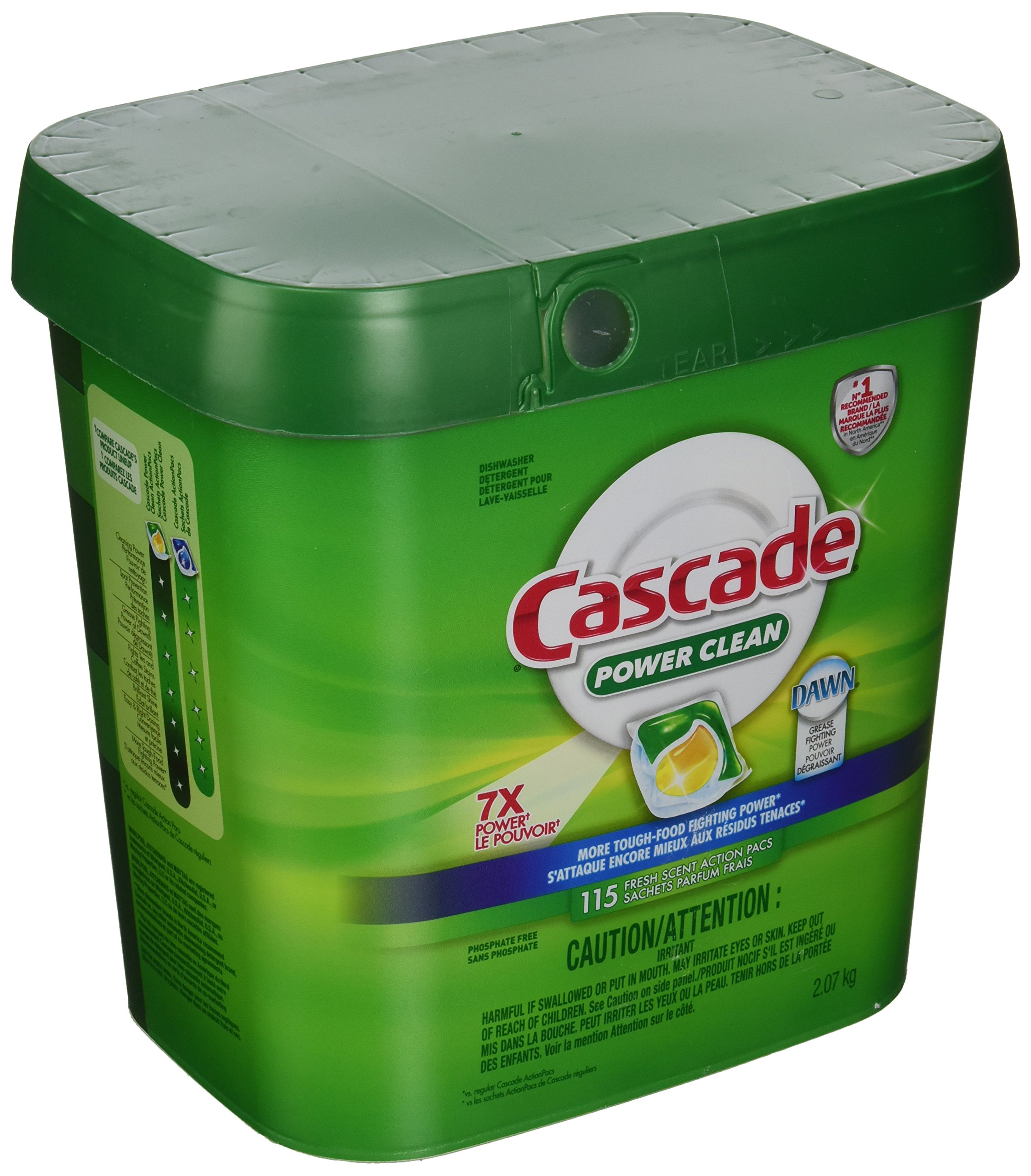 Cascade Power Clean Dishwasher Detergent Power Clean 115 Tabs Net Wt 1.77 Kg, 1.
